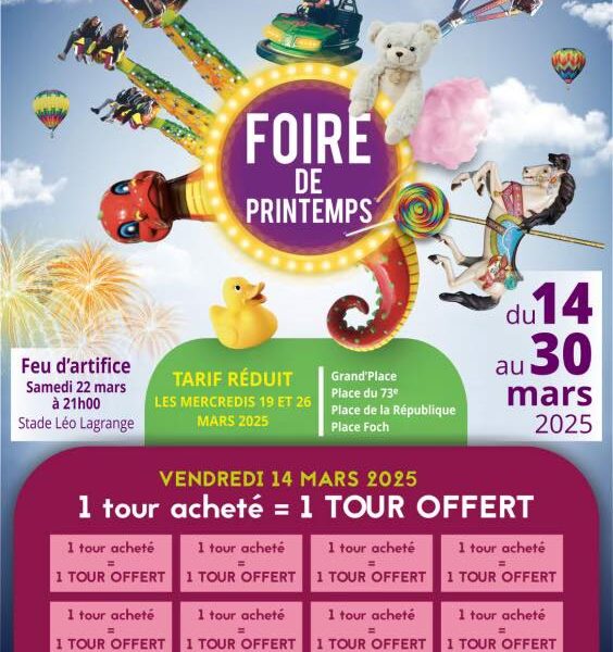 Foire de printemps de Béthune 2025 : fête foraine en famille